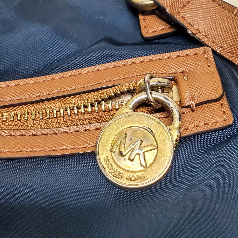 Michael Kors Navy and Brown Crossbody Bag